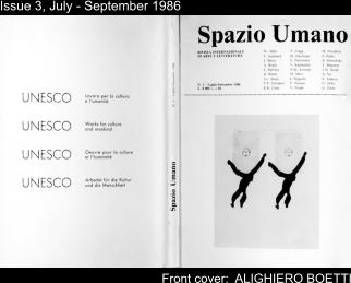 Issue 3, July - September 1986 Front cover:  ALIGHIERO BOETTI