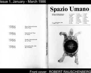 Issue 1, January - March 1986 Front cover:  ROBERT RAUSCHENBERG